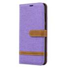 Color Matching Denim Texture Leather Case for Galaxy  A70, with Holder & Card Slots & Wallet & Lanyard(Purple) - 1