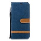 Color Matching Denim Texture Leather Case for Galaxy J4+, with Holder & Card Slots & Wallet & Lanyard(Dark Blue) - 1