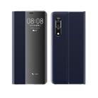 For Huawei P30 Side Window Display Comes With Hibernation/Bracket Function Plain Cloth Without Flip To Answer The Phone Case(Dark Blue) - 1