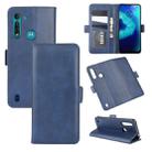 For Motorola Moto G8 Power Lite Dual-side Magnetic Buckle Horizontal Flip Leather Case with Holder & Card Slots & Wallet(Dark Blue) - 1