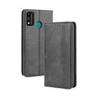 For Huawei Honor 9X Lite Magnetic Buckle Retro Crazy Horse Texture Horizontal Flip Leather Case  , with Holder & Card Slots & Photo Frame(Black) - 1