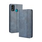 For Huawei Honor 9X Lite Magnetic Buckle Retro Crazy Horse Texture Horizontal Flip Leather Case  , with Holder & Card Slots & Photo Frame(Blue) - 1