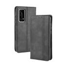 For Huawei P40 Pro+/P40 Pro Plus Magnetic Buckle Retro Crazy Horse Texture Horizontal Flip Leather Case  , with Holder & Card Slots & Photo Frame(Black) - 1