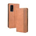 For Huawei P40 Pro+/P40 Pro Plus Magnetic Buckle Retro Crazy Horse Texture Horizontal Flip Leather Case  , with Holder & Card Slots & Photo Frame(Brown) - 1