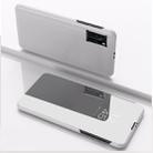 For OPPO Reno 4 Plated Mirror Horizontal Flip Leather Case with Holder(Silver) - 1