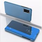For OPPO Reno 4 Plated Mirror Horizontal Flip Leather Case with Holder(Blue) - 1