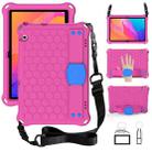 For Huawei MatePad T8 8.0 (2020) Honeycomb Design EVA + PC Four Corner Shockproof Protective Case with Strap(RoseRed+Blue) - 1