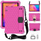 For Huawei MatePad T8 8.0 (2020) Honeycomb Design EVA + PC Four Corner Shockproof Protective Case with Strap(RoseRed+Black) - 1