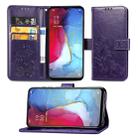 For OPPO Reno 3 /Find X2 Lite Four-leaf Clasp Embossed Buckle Mobile Phone Protection Leather Case with Lanyard & Card Slot & Wallet & Bracket Function(Purple) - 1