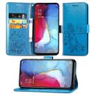 For OPPO Reno 3 /Find X2 Lite Four-leaf Clasp Embossed Buckle Mobile Phone Protection Leather Case with Lanyard & Card Slot & Wallet & Bracket Function(Blue) - 1