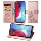 For OPPO Reno 3 /Find X2 Lite Four-leaf Clasp Embossed Buckle Mobile Phone Protection Leather Case with Lanyard & Card Slot & Wallet & Bracket Function(Rose Gold) - 1