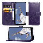 For OPPO A72/A52/A92 Four-leaf Clasp Embossed Buckle Mobile Phone Protection Leather Case with Lanyard & Card Slot & Wallet & Bracket Function(Purple) - 1