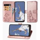 For OPPO A72/A52/A92 Four-leaf Clasp Embossed Buckle Mobile Phone Protection Leather Case with Lanyard & Card Slot & Wallet & Bracket Function(Rose Gold) - 1