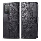 For Huawei Honor X10 Butterfly Love Flower Embossed Horizontal Flip Leather Case with Bracket / Card Slot / Wallet / Lanyard(Black) - 1