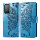 For Huawei Honor X10 Butterfly Love Flower Embossed Horizontal Flip Leather Case with Bracket / Card Slot / Wallet / Lanyard(Blue) - 1