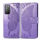 For Huawei Honor X10 Butterfly Love Flower Embossed Horizontal Flip Leather Case with Bracket / Card Slot / Wallet / Lanyard(Light Purple) - 1