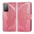 For Huawei Honor X10 Butterfly Love Flower Embossed Horizontal Flip Leather Case with Bracket / Card Slot / Wallet / Lanyard(Pink) - 1