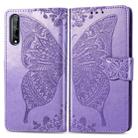 For Huawei Y8P/ Enjoy 10S Butterfly Love Flower Embossed Horizontal Flip Leather Case with Bracket / Card Slot / Wallet / Lanyard(Light Purple) - 1