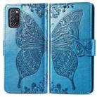 For OPPO A52/A72/A92 Butterfly Love Flower Embossed Horizontal Flip Leather Case with Bracket / Card Slot / Wallet / Lanyard(Blue) - 1