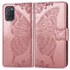 For OPPO A52/A72/A92 Butterfly Love Flower Embossed Horizontal Flip Leather Case with Bracket / Card Slot / Wallet / Lanyard(Rose Gold) - 1