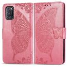 For OPPO A52/A72/A92 Butterfly Love Flower Embossed Horizontal Flip Leather Case with Bracket / Card Slot / Wallet / Lanyard(Pink) - 1