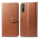 For Huawei Y8P/ Enjoy 10S Retro Solid Color Leather Buckle Phone Case with Lanyard & Photo Frame & Card Slot & Wallet & Stand Function(Brown) - 1
