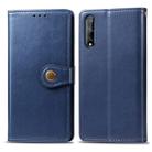 For Huawei Y8P/ Enjoy 10S Retro Solid Color Leather Buckle Phone Case with Lanyard & Photo Frame & Card Slot & Wallet & Stand Function(Blue) - 1