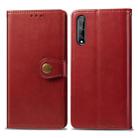 For Huawei Y8P/ Enjoy 10S Retro Solid Color Leather Buckle Phone Case with Lanyard & Photo Frame & Card Slot & Wallet & Stand Function(Red) - 1