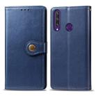 For Huawei Y6P Retro Solid Color Leather Buckle Phone Case with Lanyard & Photo Frame & Card Slot & Wallet & Stand Function(Blue) - 1