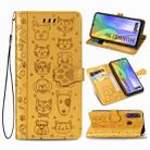 For Huawei Y8P/ Enjoy 10S Cute Cat and Dog Embossed Horizontal Flip Leather Case with Bracket / Card Slot / Wallet / Lanyard(Yellow) - 1
