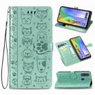 For Huawei Y8P/ Enjoy 10S Cute Cat and Dog Embossed Horizontal Flip Leather Case with Bracket / Card Slot / Wallet / Lanyard(Green) - 1