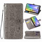 For Huawei Y6P Cute Cat and Dog Embossed Horizontal Flip Leather Case with Bracket / Card Slot / Wallet / Lanyard(Gray) - 1