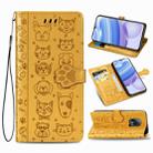 For Xiaomi  Redmi 10X Pro 5G/10X 5G Cute Cat and Dog Embossed Horizontal Flip Leather Case with Bracket / Card Slot / Wallet / Lanyard(Yellow) - 1