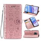 For Xiaomi  Redmi 10X Pro 5G/10X 5G Cute Cat and Dog Embossed Horizontal Flip Leather Case with Bracket / Card Slot / Wallet / Lanyard(Rose Gold) - 1