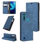 For Motorola Moto G8 Power Lite Retro-skin Business Magnetic Suction Leather Case with Holder & Card Slots & Wallet(Dark Blue) - 1