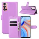 For OPPO Reno 4 Pro 5G Litchi Texture Horizontal Flip Protective Case with Holder & Card Slots & Wallet(Purple) - 1