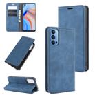 For OPPO Reno 4 5G Retro-skin Business Magnetic Suction Leather Case with Holder & Card Slots & Wallet(Dark Blue) - 1