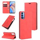 For OPPO Reno 4 5G Retro-skin Business Magnetic Suction Leather Case with Holder & Card Slots & Wallet(Red) - 1