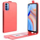 For OPPO Reno 4 5G R64 Texture Single Vertical Flip Leather Protective Case with Card Slots & Photo Frame(Red) - 1