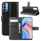 For OPPO Reno 4 5G Litchi Texture Horizontal Flip Protective Case with Holder & Card Slots & Wallet(Black) - 1