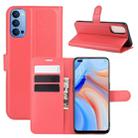 For OPPO Reno 4 5G Litchi Texture Horizontal Flip Protective Case with Holder & Card Slots & Wallet(Red) - 1