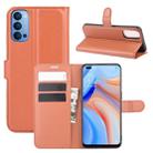 For OPPO Reno 4 5G Litchi Texture Horizontal Flip Protective Case with Holder & Card Slots & Wallet(Brown) - 1