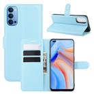 For OPPO Reno 4 5G Litchi Texture Horizontal Flip Protective Case with Holder & Card Slots & Wallet(Blue) - 1