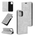 For iPhone 12 / 12 Pro Retro-skin Business Magnetic Suction Leather Case with Holder & Card Slots & Wallet(Grey) - 1