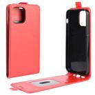 For iPhone 12 / 12 Pro R64 Texture Single Vertical Flip Leather Protective Case with Card Slots & Photo Frame(Red) - 1