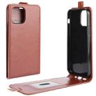 For iPhone 12 / 12 Pro R64 Texture Single Vertical Flip Leather Protective Case with Card Slots & Photo Frame(Brown) - 1