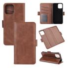 For iPhone 12 / 12 Pro Dual-side Magnetic Buckle Horizontal Flip Leather Case with Holder & Card Slots & Wallet(Brown) - 1