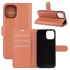 For iPhone 12 / 12 Pro Litchi Texture Horizontal Flip Protective Case with Holder & Card Slots & Wallet(Brown) - 1