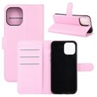For iPhone 12 / 12 Pro Litchi Texture Horizontal Flip Protective Case with Holder & Card Slots & Wallet(Pink) - 1