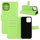 For iPhone 12 / 12 Pro Litchi Texture Horizontal Flip Protective Case with Holder & Card Slots & Wallet(Green) - 1